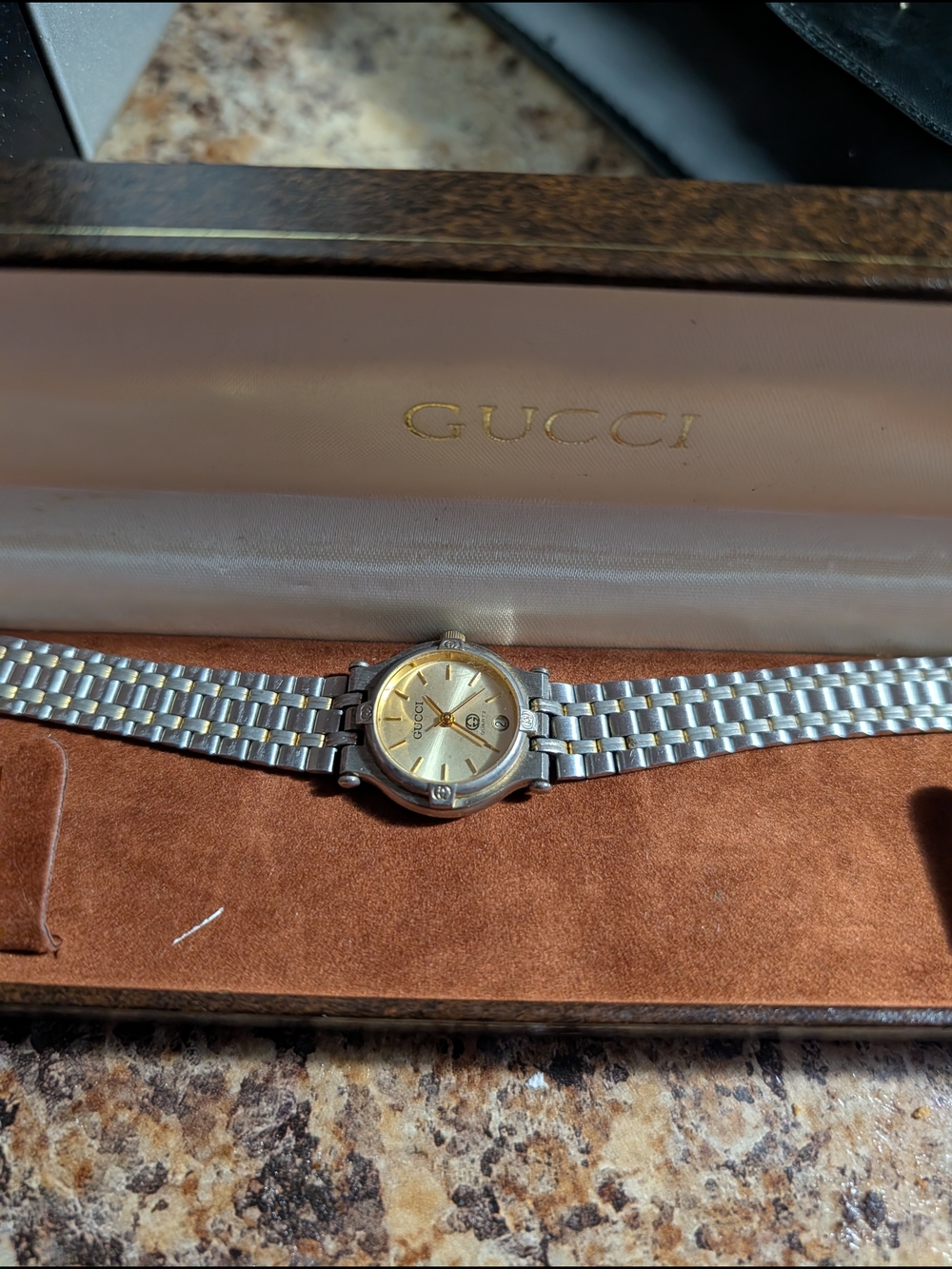 GUCCI Men's Two-Tone Stainless Steel Watch - Gold Dial - Picture 3 of 6